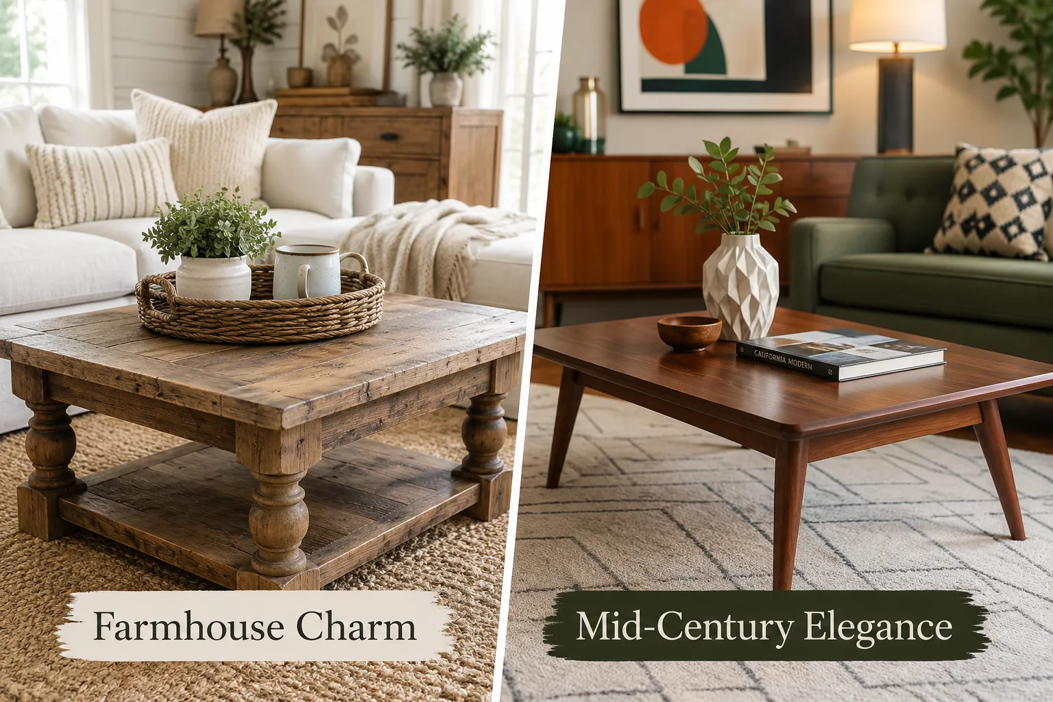 Unpacking Coffee Table Design Styles and Build Variations: Farmhouse and Mid-Century Modern