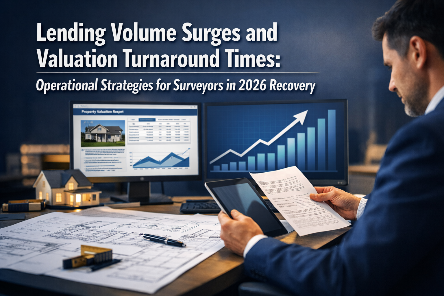 Professional () hero image with 'Lending Volume Surges and Valuation Turnaround Times: Operational Strategies for Surveyors