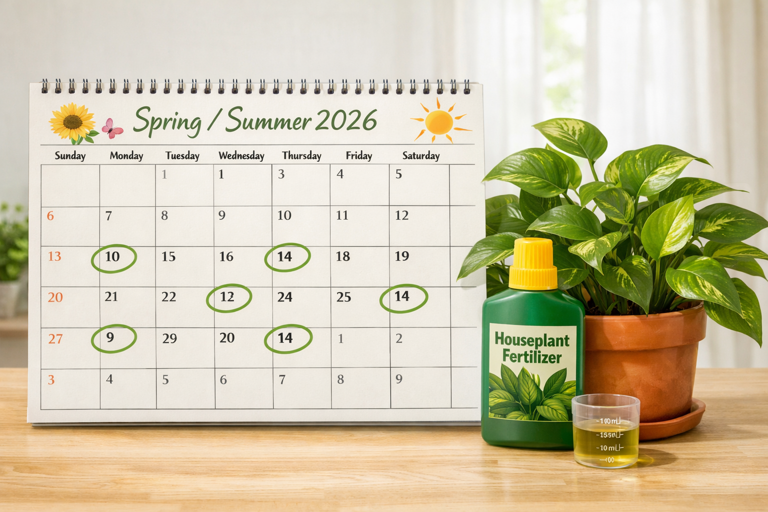 () image featuring a calendar page for 'Spring/Summer 2026' with specific dates circled, highlighting a monthly or