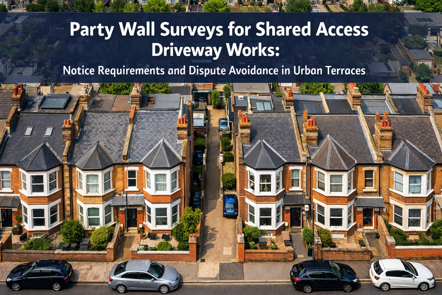 Professional () hero image featuring 'Party Wall Surveys for Shared Access Driveway Works: Notice Requirements and Dispute