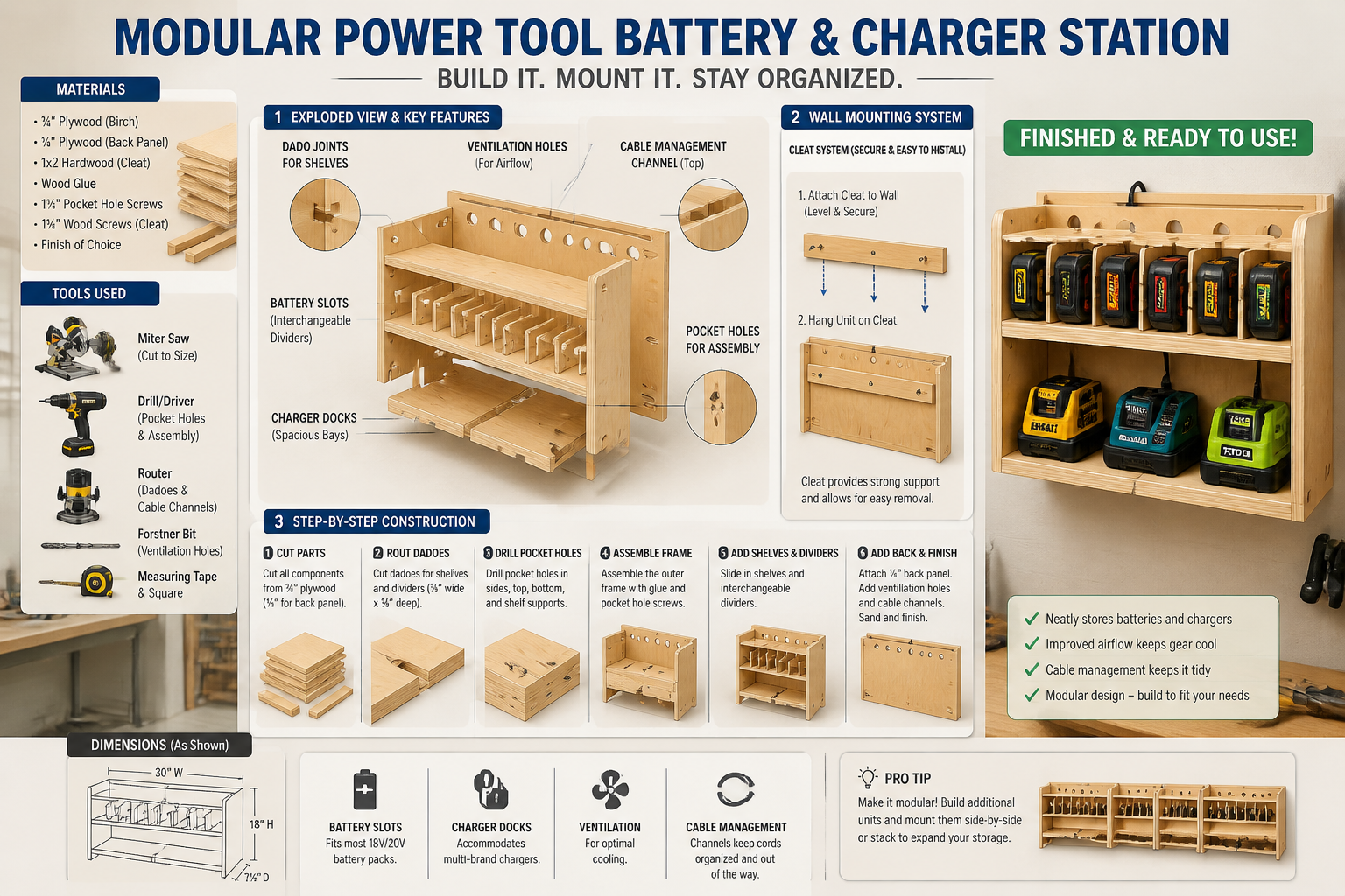 An illustrative graphic or exploded diagram depicting the step-by-step construction of a modular wooden storage unit for