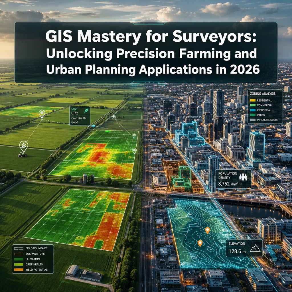 Professional () hero image with : 'GIS Mastery for Surveyors: Unlocking Precision Farming and Urban Planning Applications in