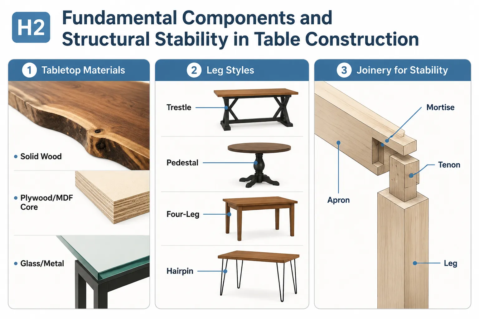 Fundamental Components and Structural Stability in Table Construction