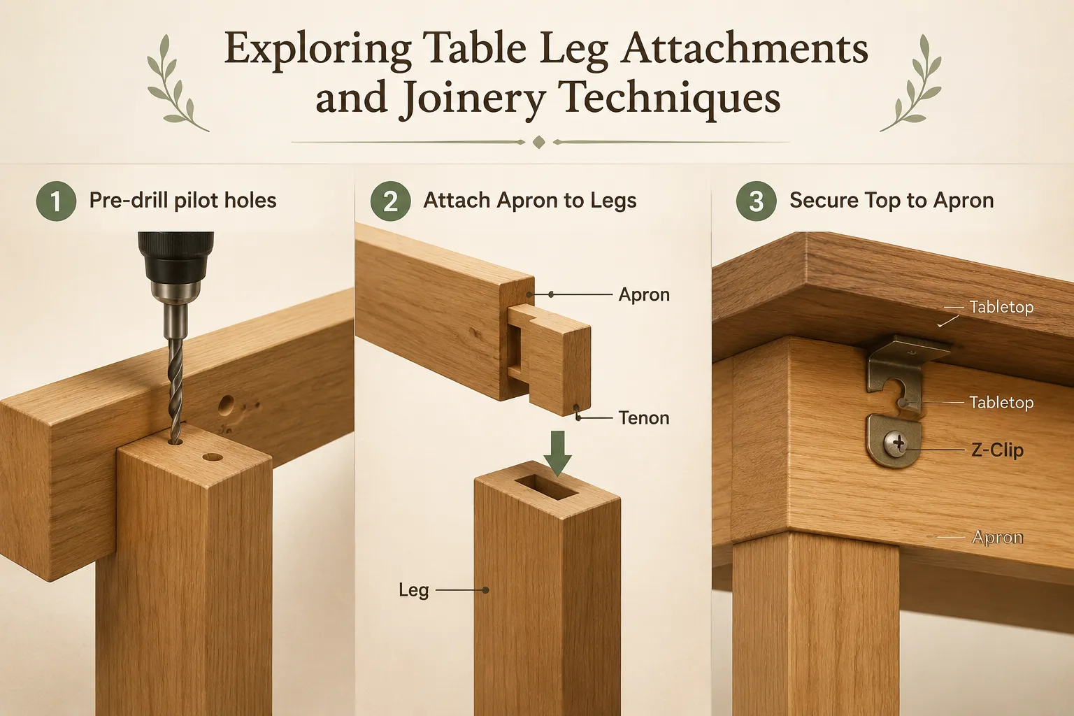 Exploring Table Leg Attachments and Joinery Techniques
