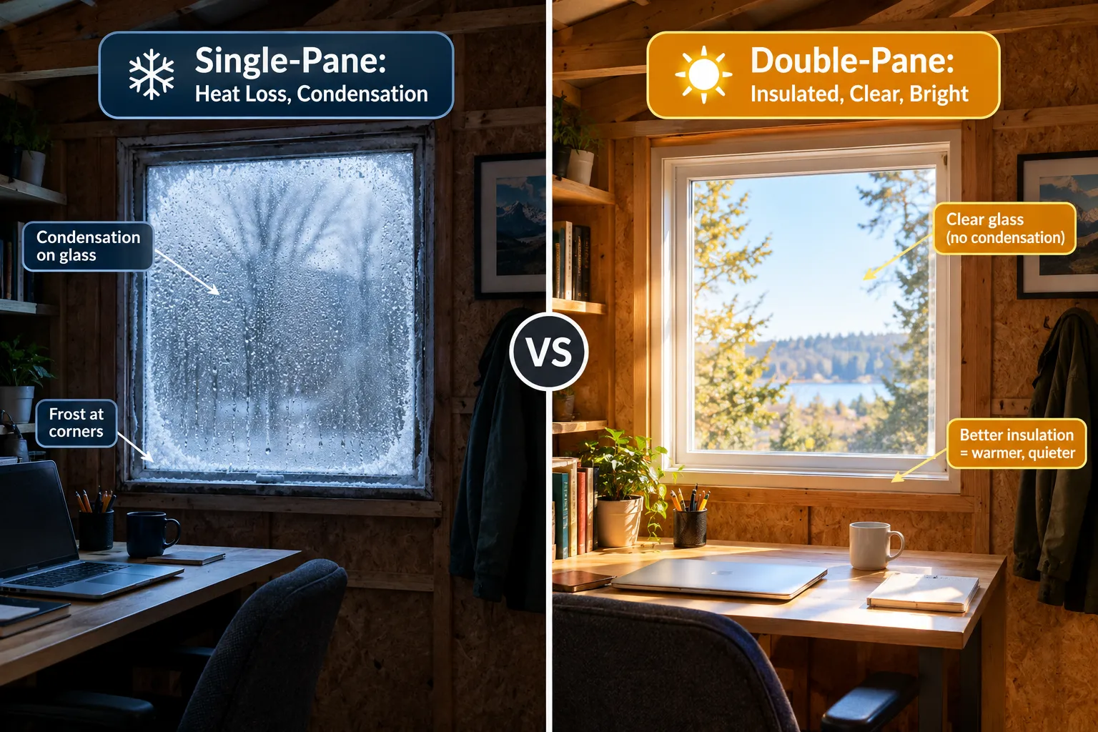 Double-Pane vs. Single-Pane Windows for Shed Offices