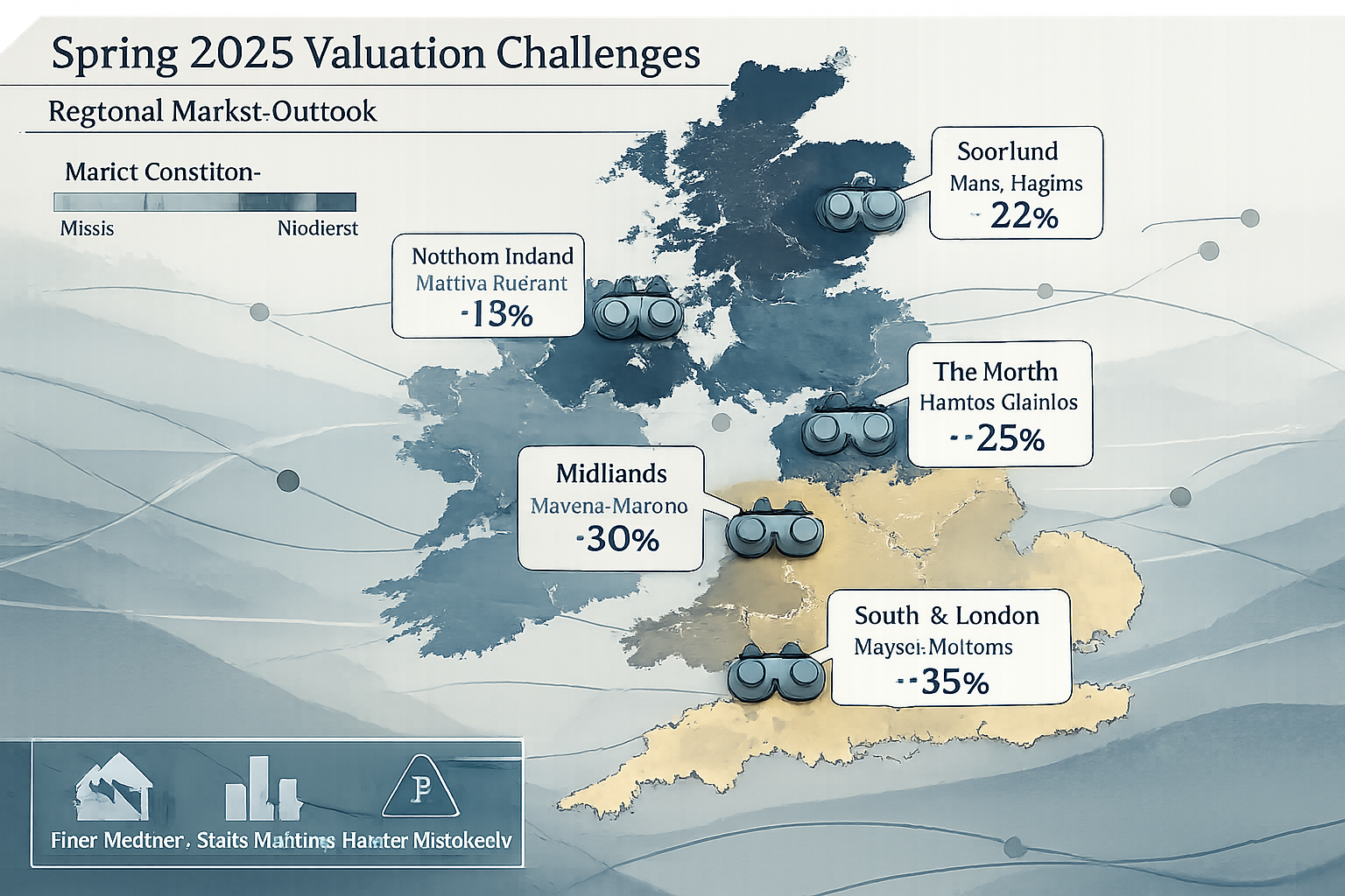 A comprehensive regional economic visualization mapping Spring 2026 valuation challenges across geographic zones. Utilize a
