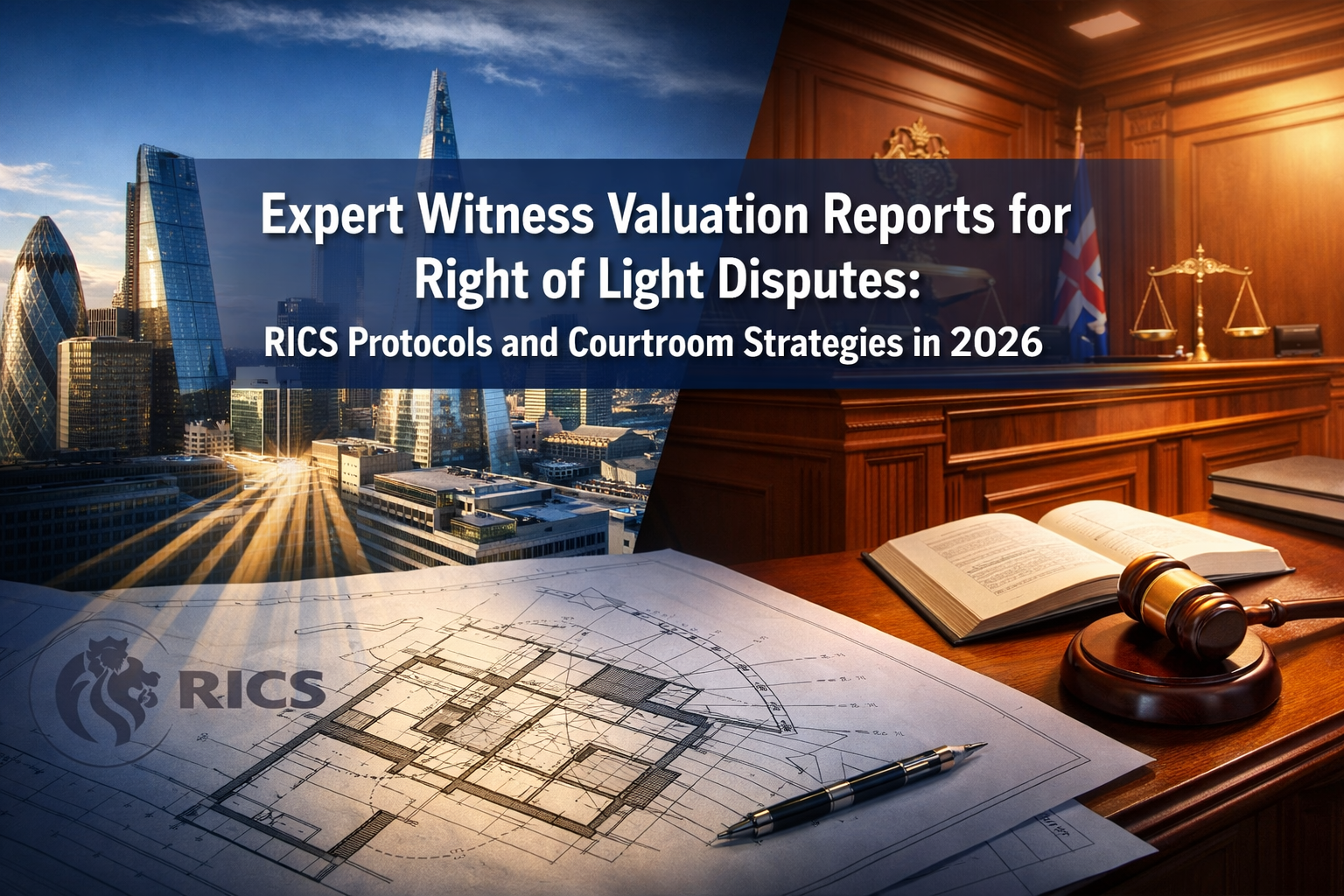Professional () hero image featuring 'Expert Witness Valuation Reports for Right of Light Disputes: RICS Protocols and