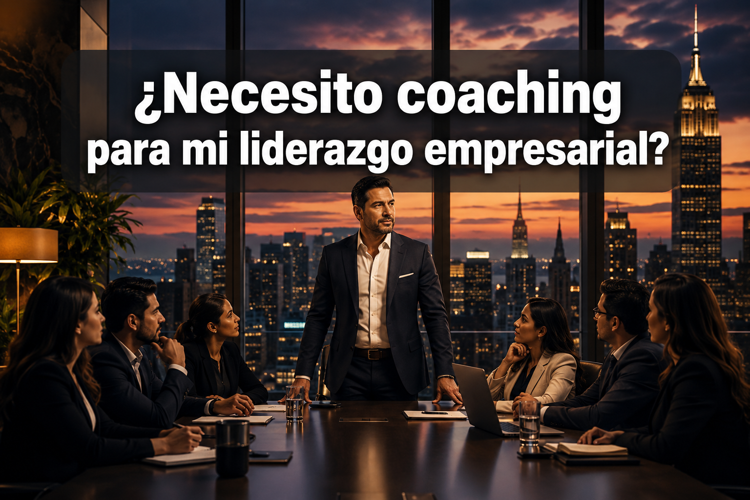 ¿Necesito coaching para mi liderazgo empresarial? La guía completa para saberlo en 2026 1 Professional () hero image with '¿Necesito coaching para mi liderazgo empresarial?' in extra large white with deep effect,