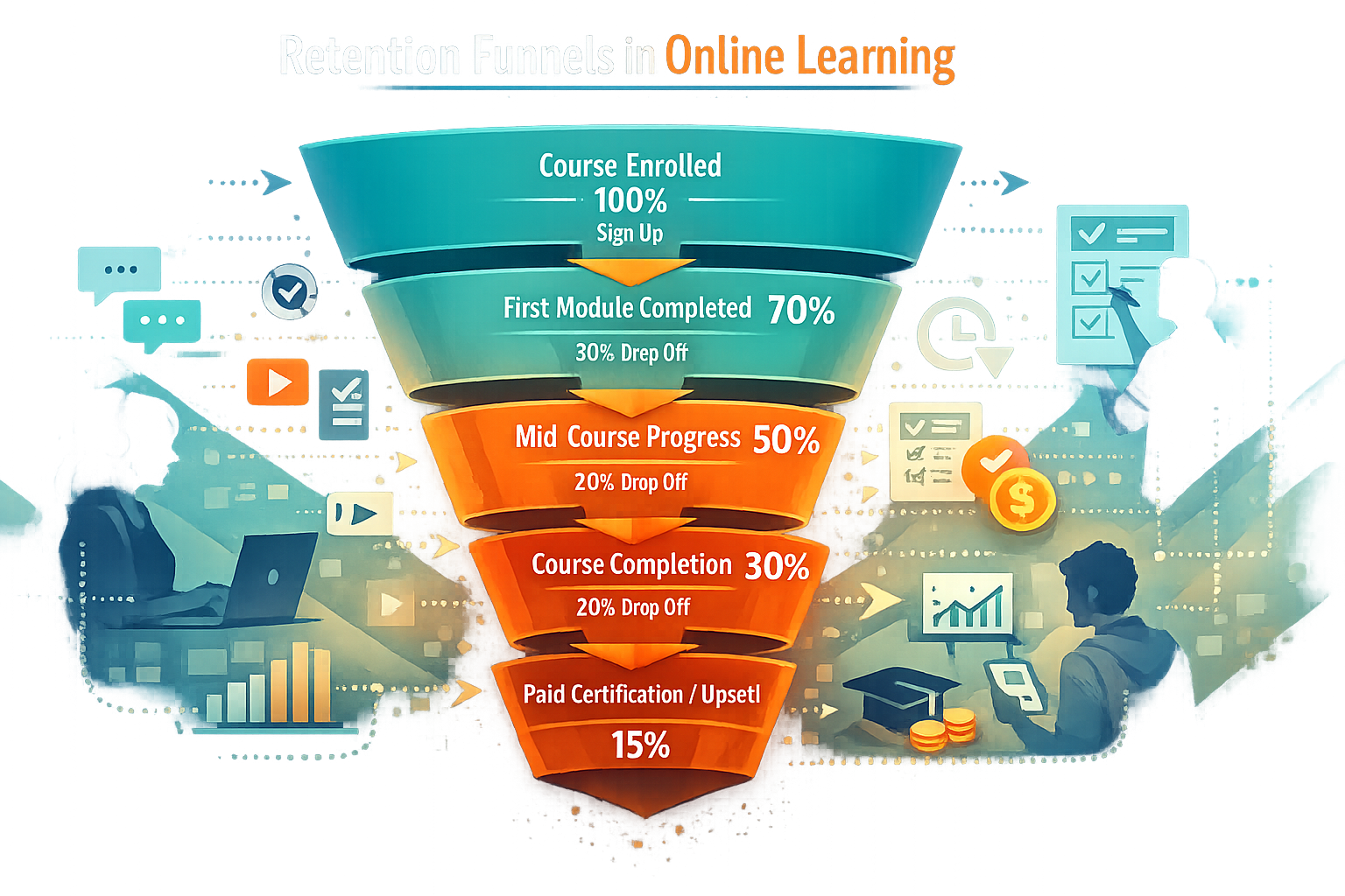 Learning Funnel ‘Retention Funnels’ for Online Courses: Turn Drop-Off Points