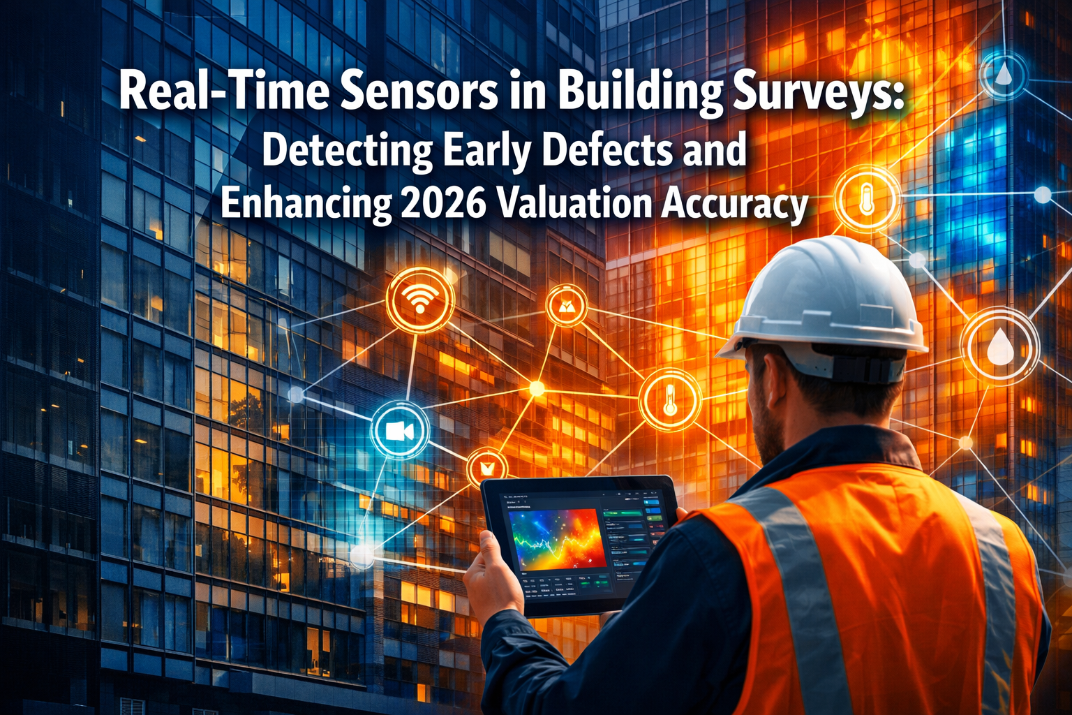 Professional () hero image with 'Real-Time Sensors in Building Surveys: Detecting Early Defects and Enhancing 2026 Valuation