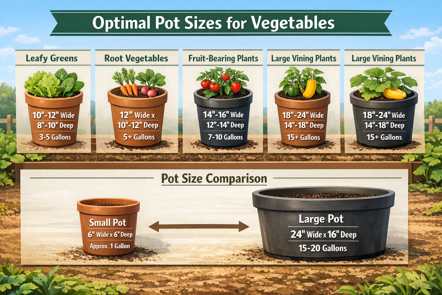 Pot Size Guide for Vegetables 2026: Optimal Growth & Harves