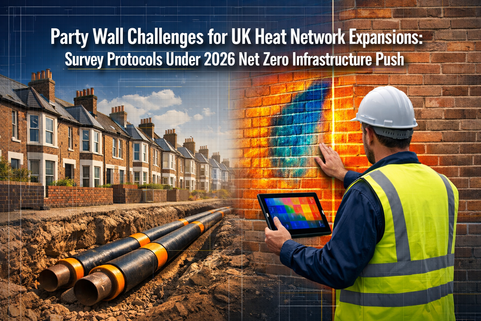 Professional () hero image featuring 'Party Wall Challenges for UK Heat Network Expansions: Survey Protocols Under 2026 Net