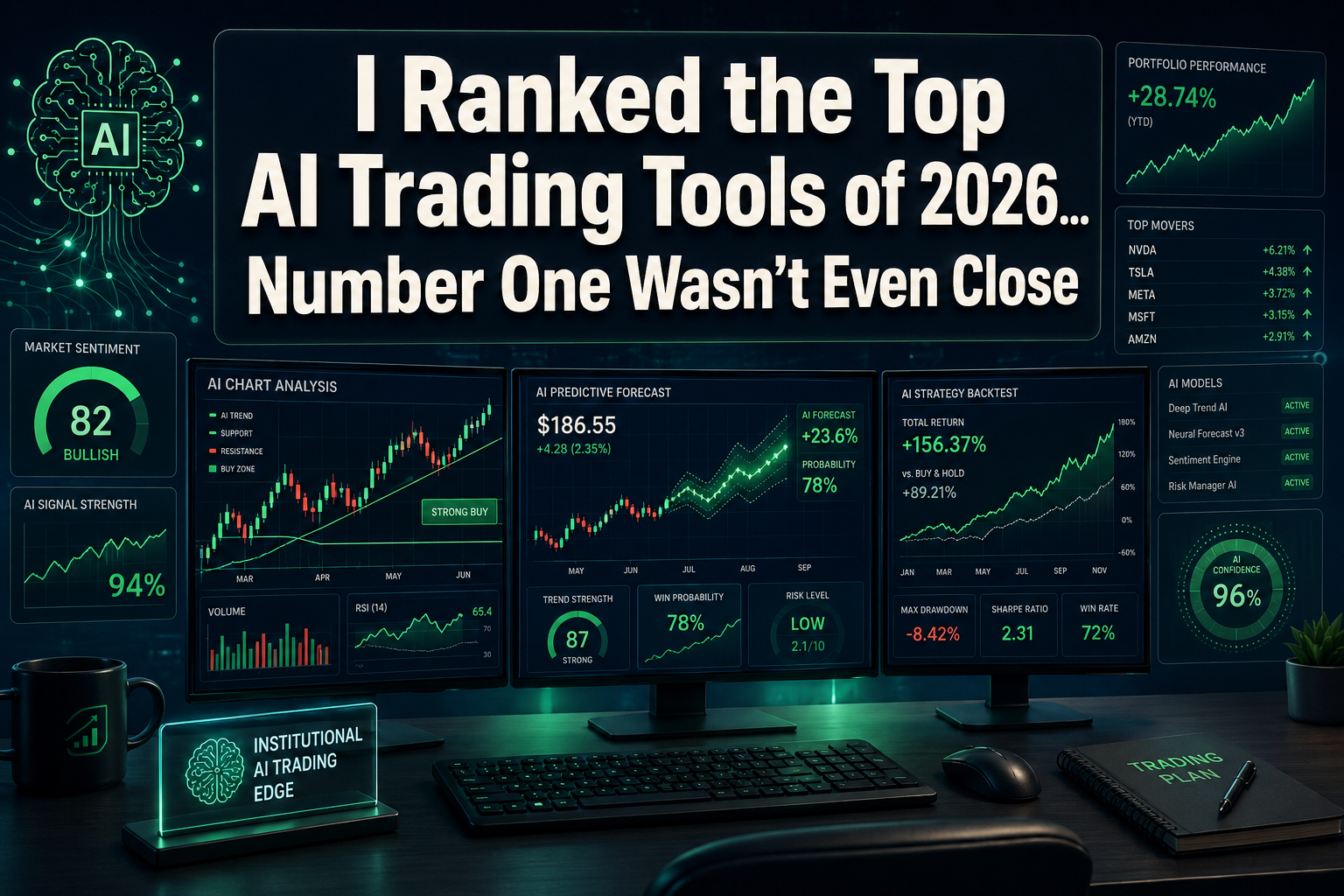 Professional () hero image with 'I Ranked the Top AI Trading Tools of 2026...Number One Wasn't Even Close' in extra large