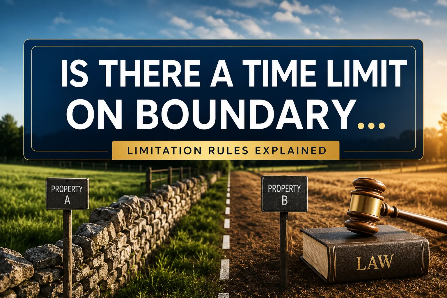 A reading "Is There a Time Limit on Boundary…". CRITICAL TYPOGRAPHY RULES: render the text on 1–2 lines, centered, with
