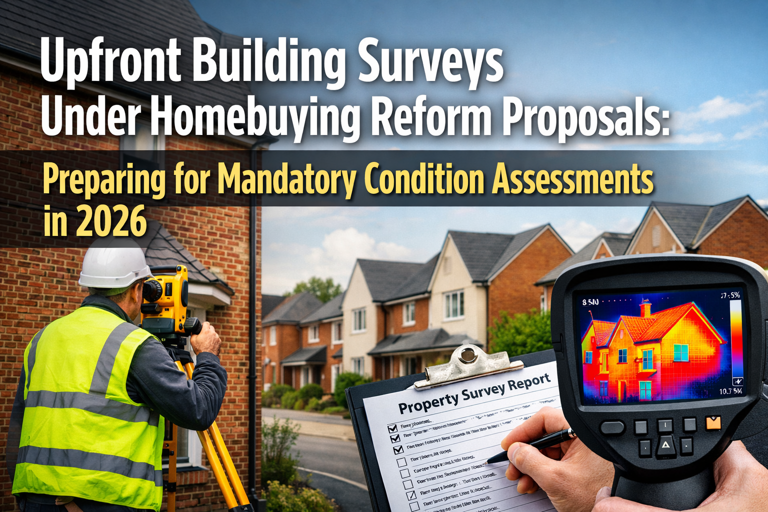Professional landscape hero image () with : "Upfront Building Surveys Under Homebuying Reform Proposals: Preparing for