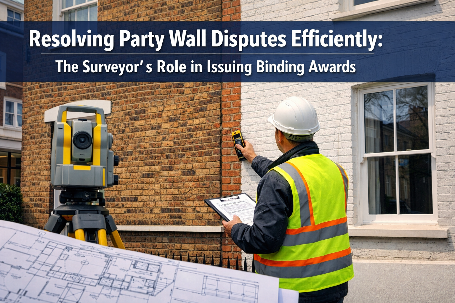 Professional () hero image featuring 'Resolving Party Wall Disputes Efficiently: The Surveyor's Role in Issuing Binding
