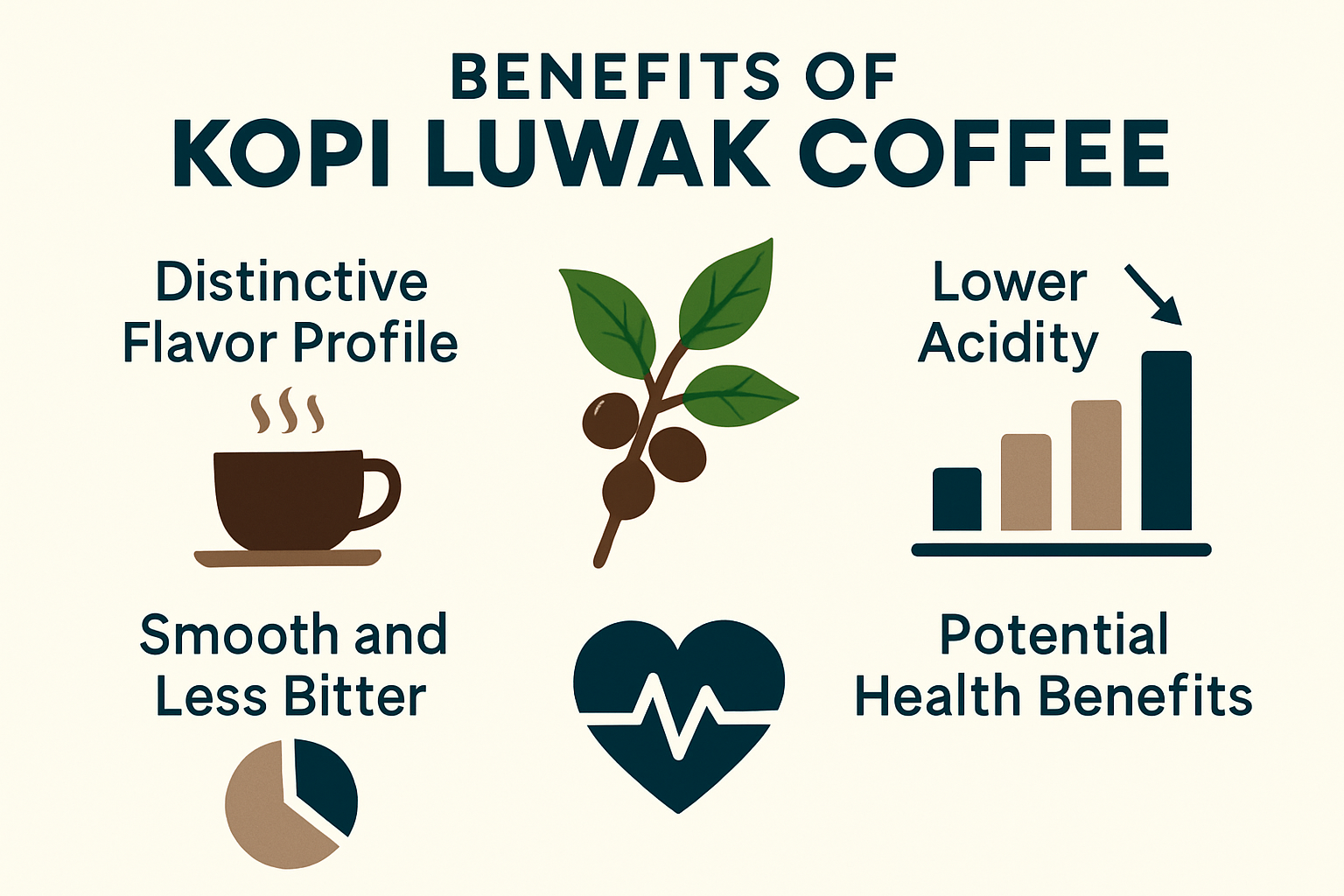 Professional landscape infographic (1536x1024) for article "Unlocking the Unique Benefits of Kopi Luwak Coffee in 2025: A Connoisseur's Guid