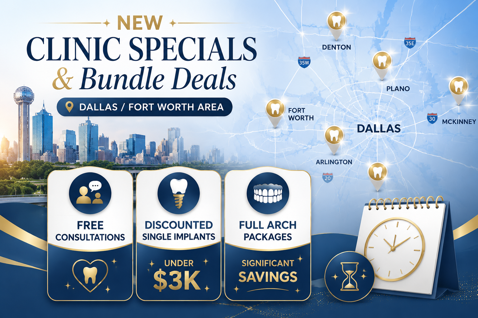 An engaging visual representation of 'New Clinic Specials and Bundle Deals in Dallas' in (). This image should feature