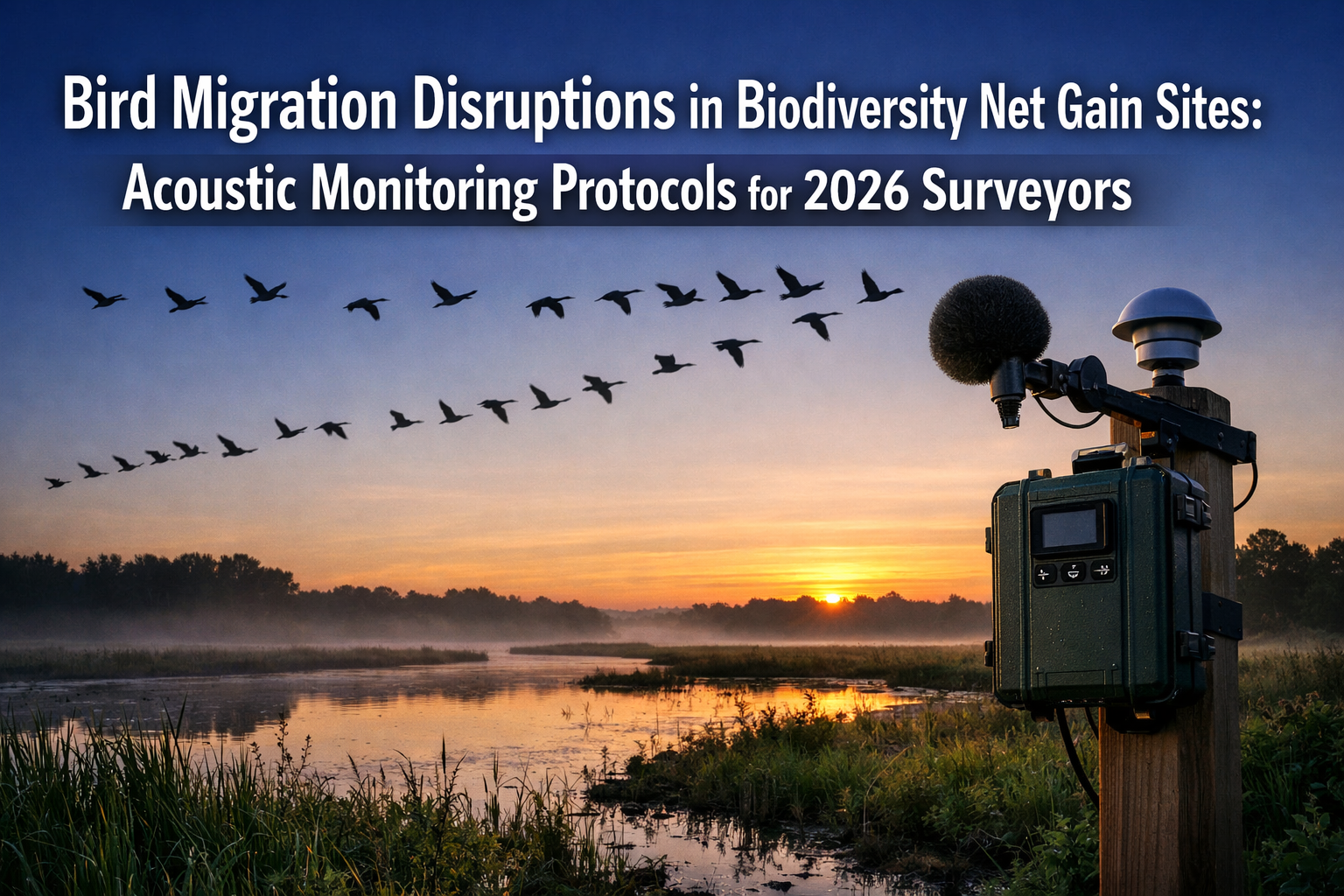 Professional () hero image featuring 'Bird Migration Disruptions in Biodiversity Net Gain Sites: Acoustic Monitoring