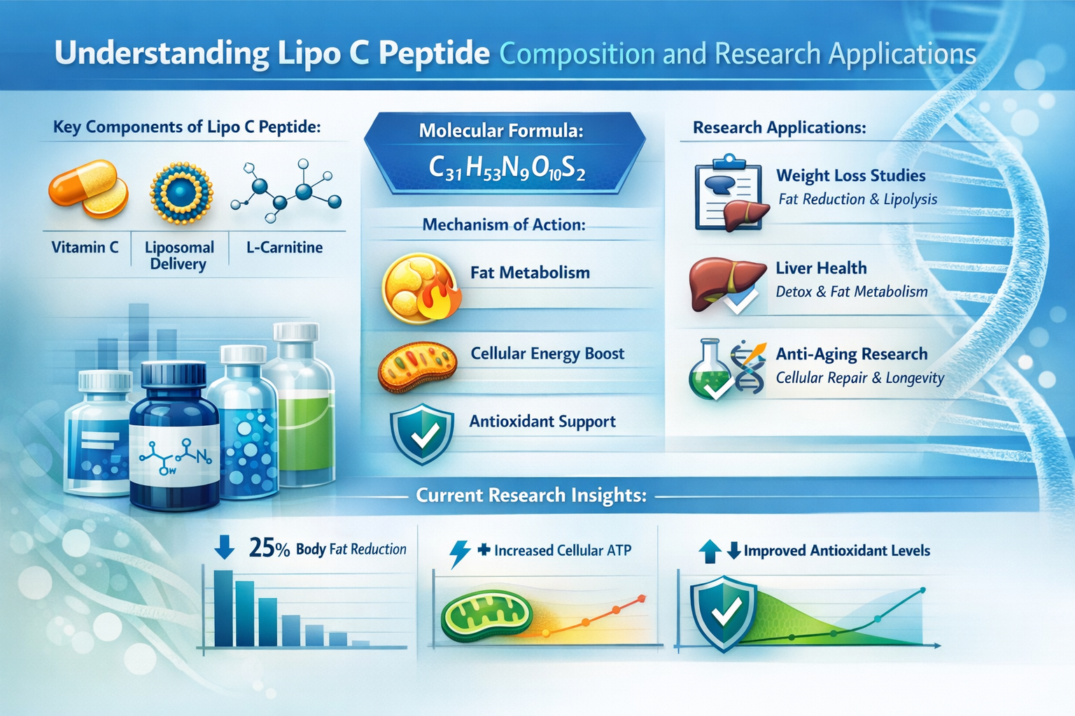 Professional landscape infographic (1536x1024) for article "Buy Lipo C Peptide: The Complete 2026 Guide for Researchers and Wellness Profess