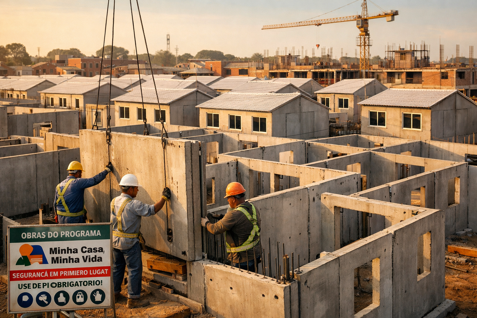 Detailed () photograph of Brazilian government-funded Minha Casa Minha Vida housing project under construction using