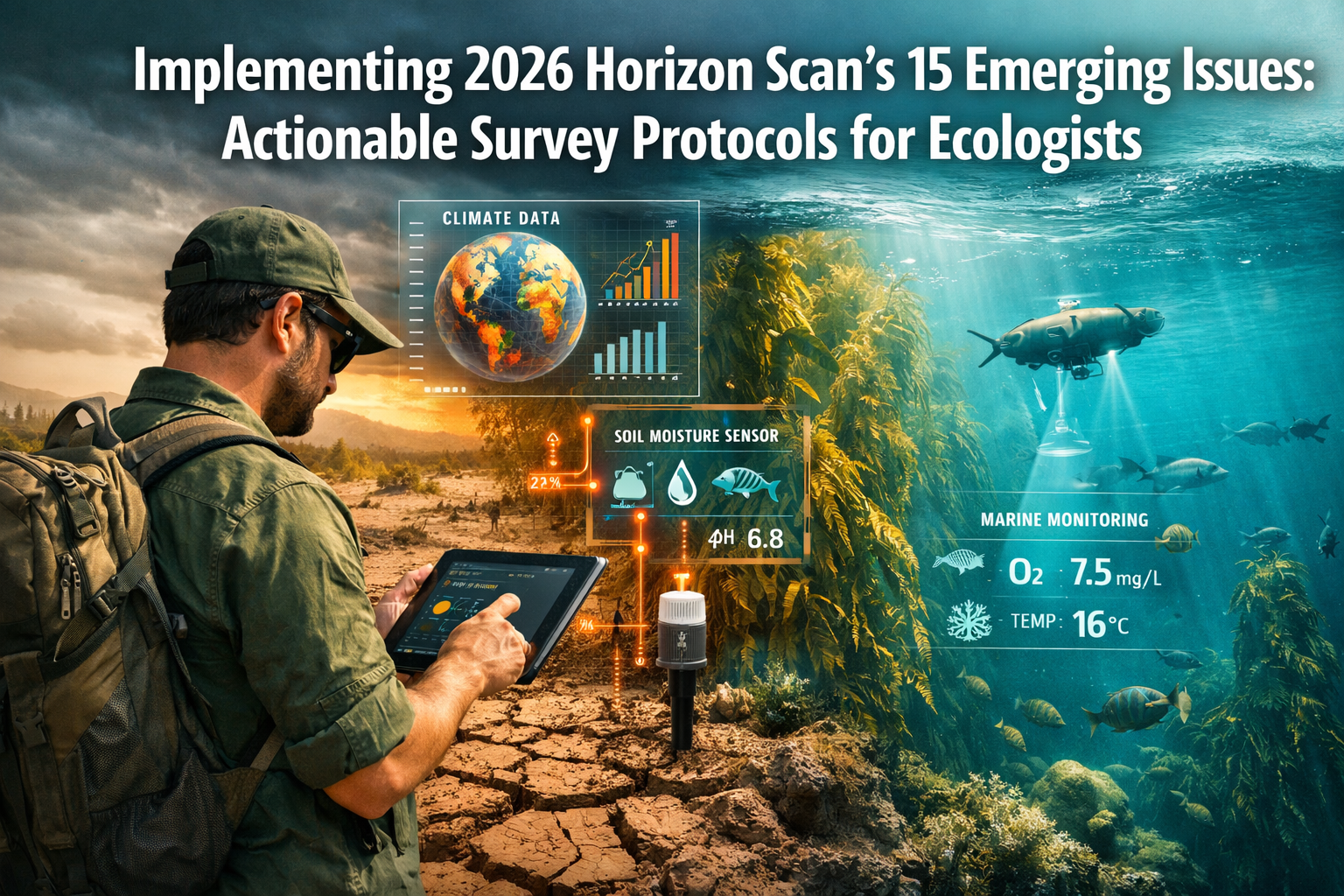 Professional () hero image featuring 'Implementing 2026 Horizon Scan's 15 Emerging Issues: Actionable Survey Protocols for
