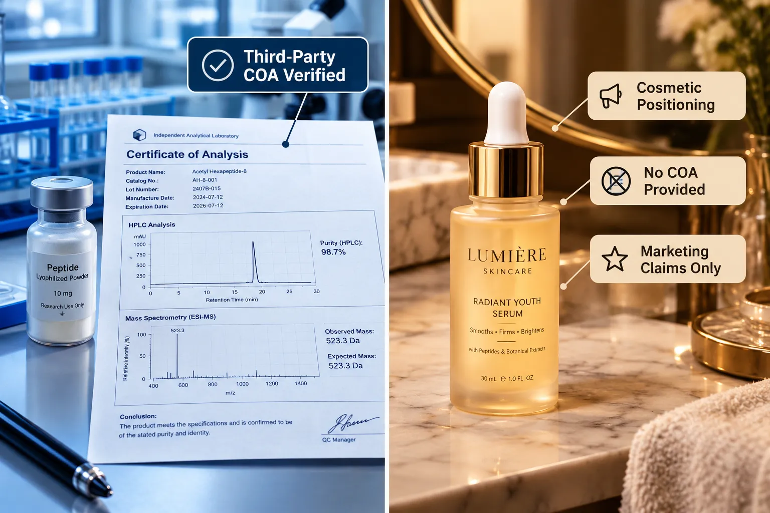 Research-Grade vs Cosmetic-Grade: What the Distinction Actually Means