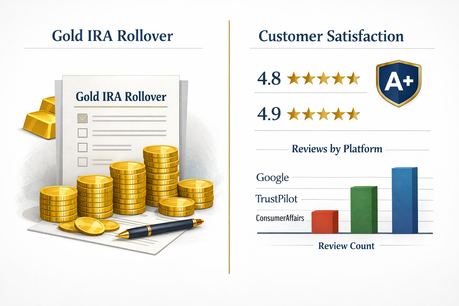 Detailed () infographic-style illustration showing a side-by-side comparison panel: left side displays stacked gold coins