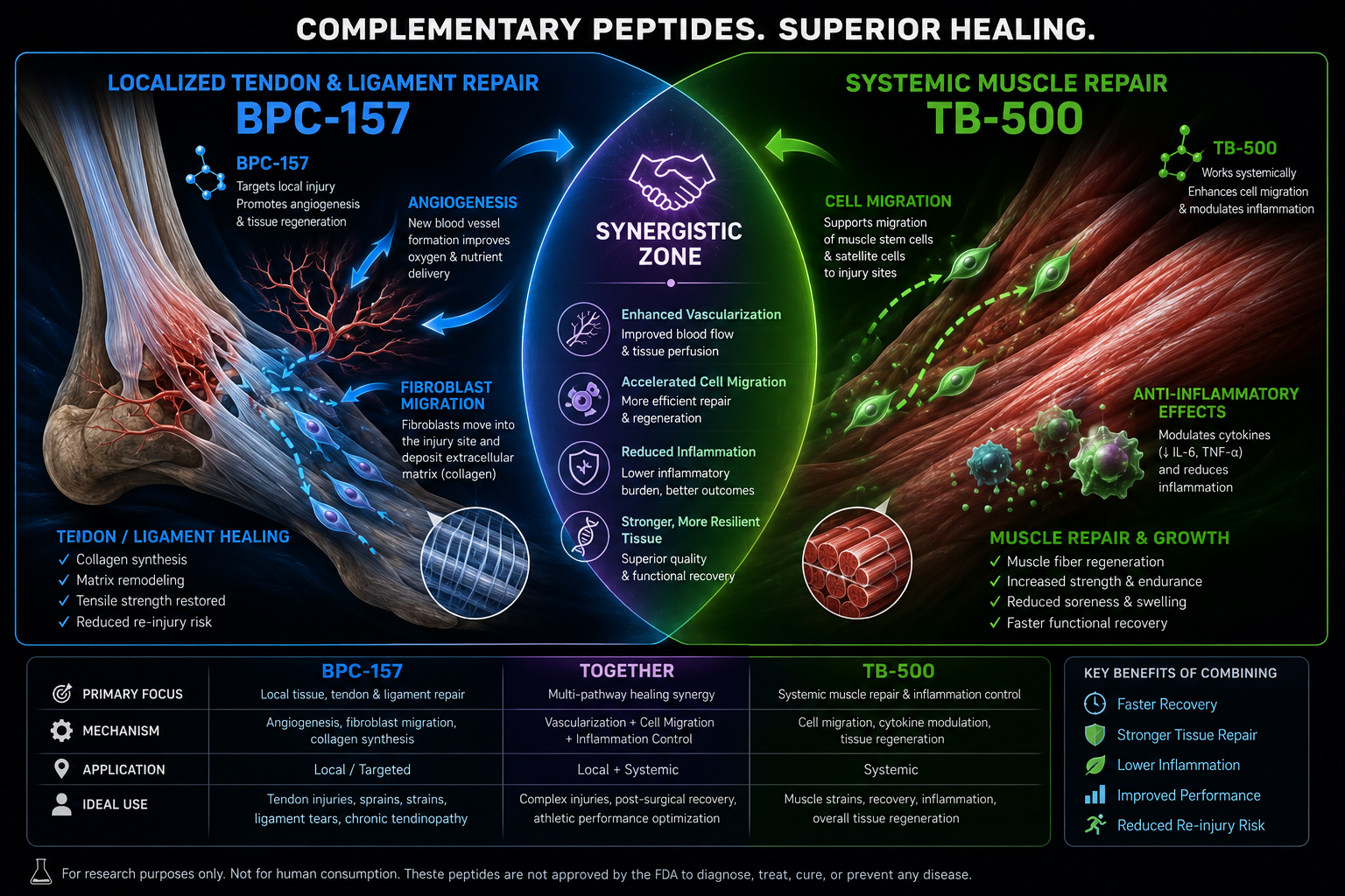 Overlaps and Synergy in Experimental Tissue-Repair Models