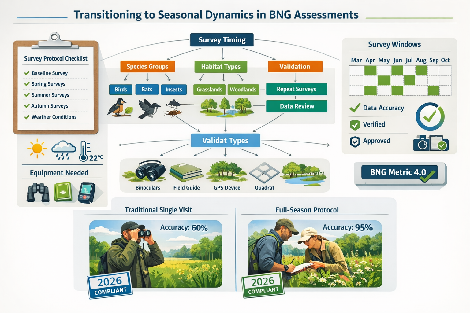 () professional ecologist workflow checklist visualization for transitioning to seasonal dynamics in BNG assessments.