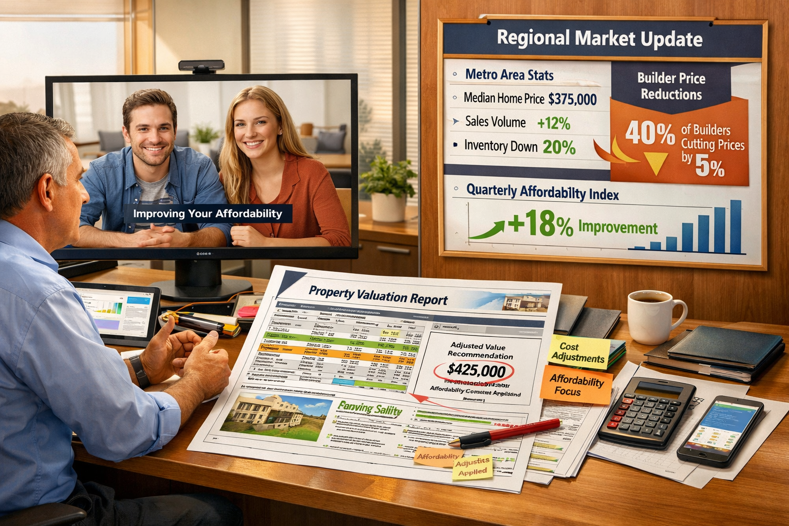 Detailed () editorial image showing diverse practical implementation scene with three distinct zones in modern surveyor's