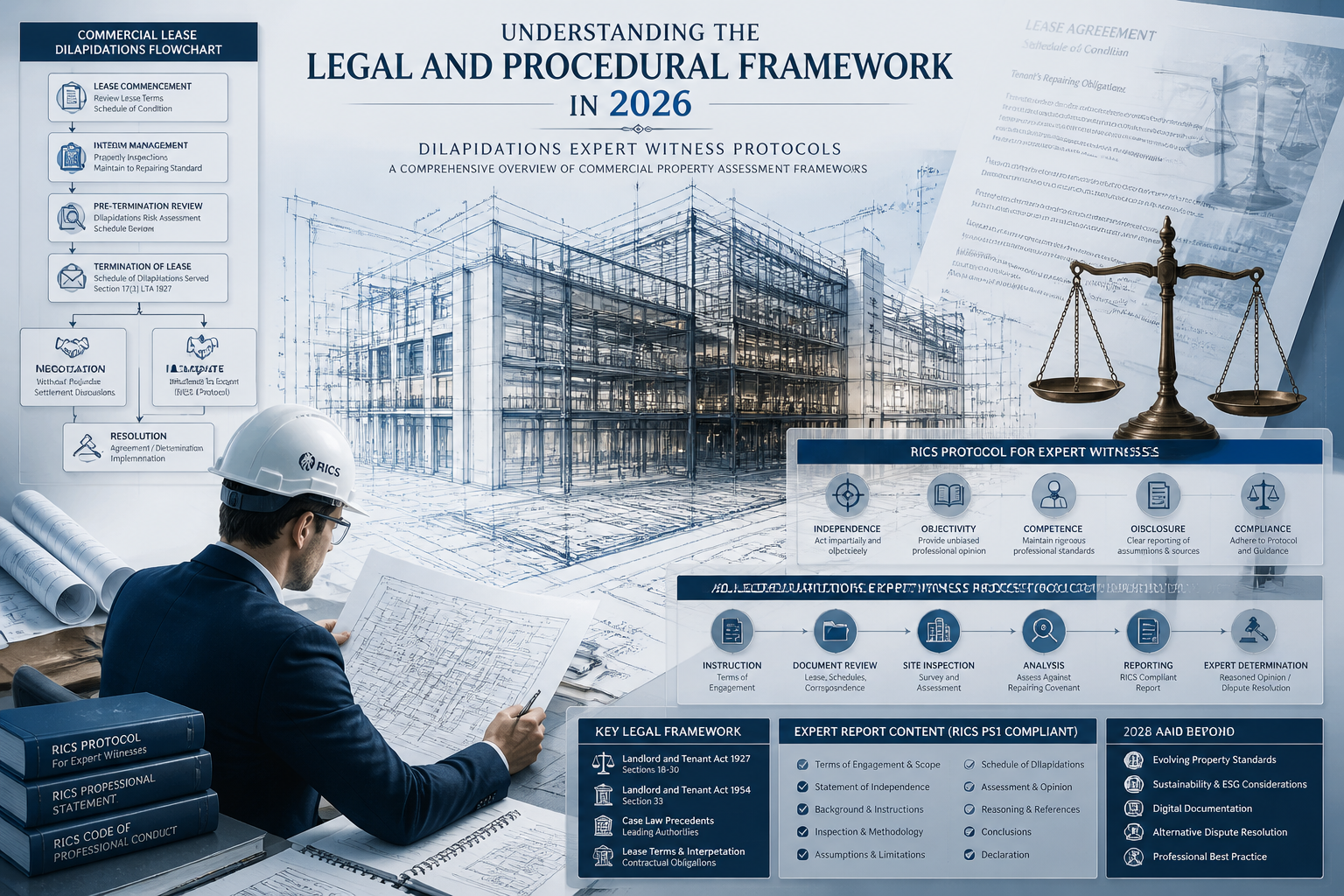 A complex legal landscape visualization for 'Understanding the Legal and Procedural Framework in 2026' depicting an