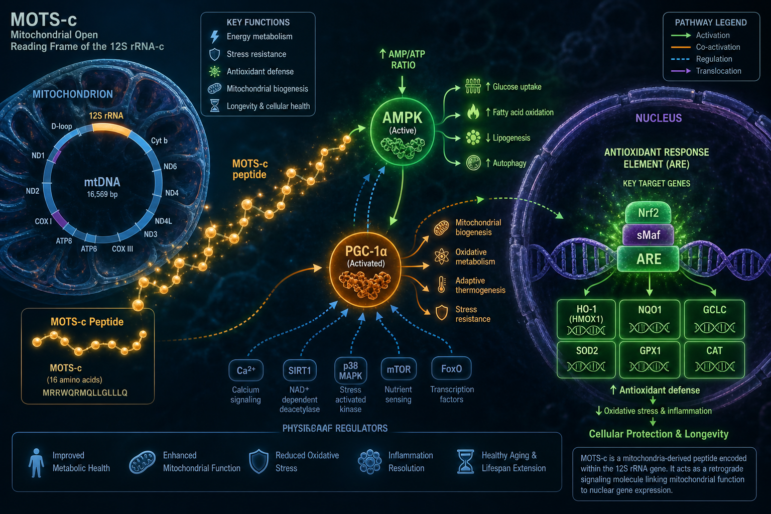 MOTS-c Mechanisms: AMPK, PGC-1alpha, and Mitochondrial Efficiency