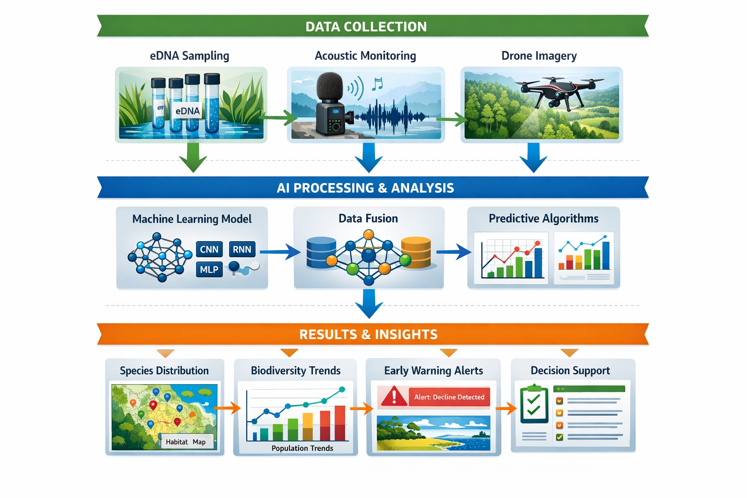 () comprehensive workflow diagram illustrating AI-driven predictive analytics protocol for biodiversity surveys: top section