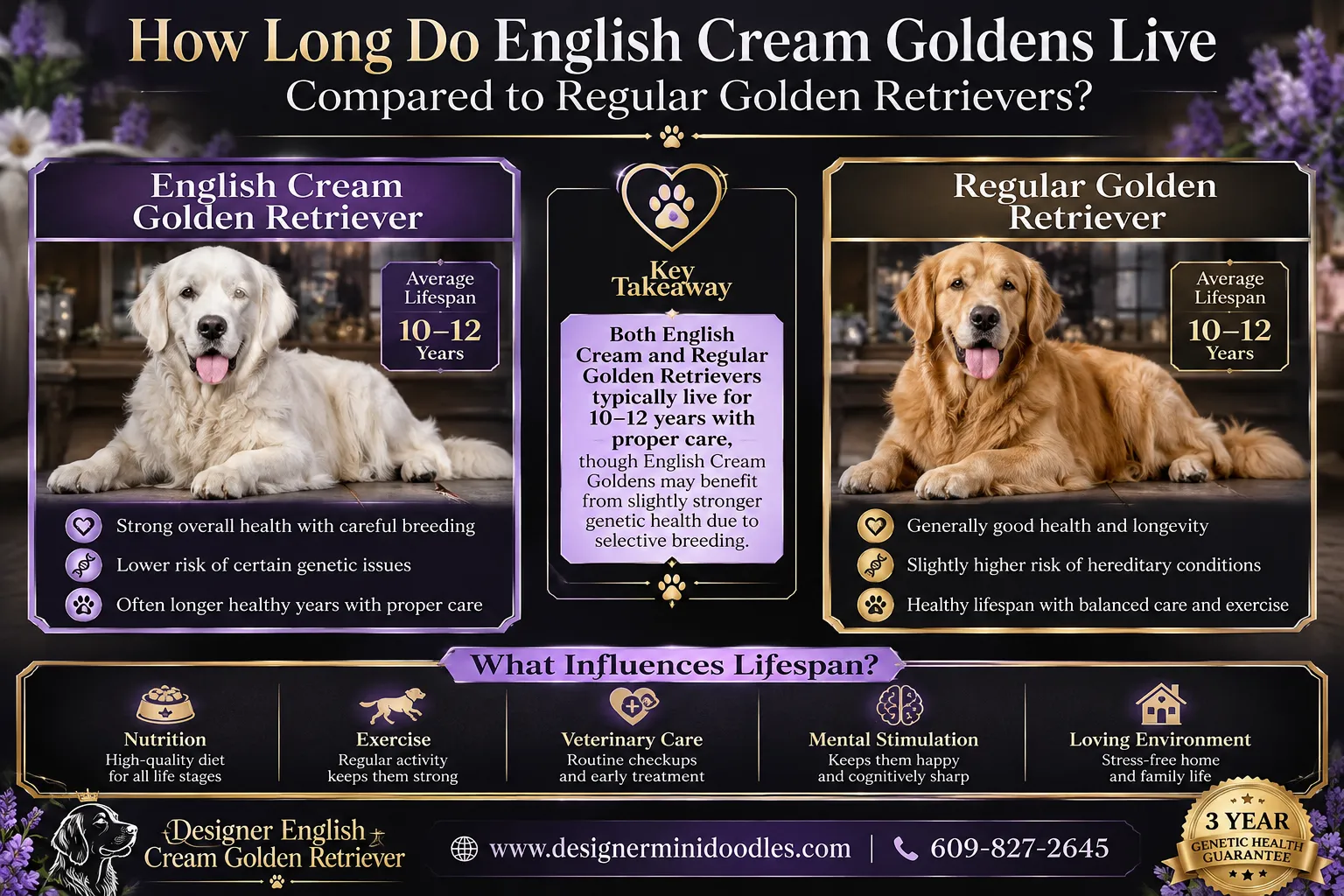 english cream golden retriever lifespan