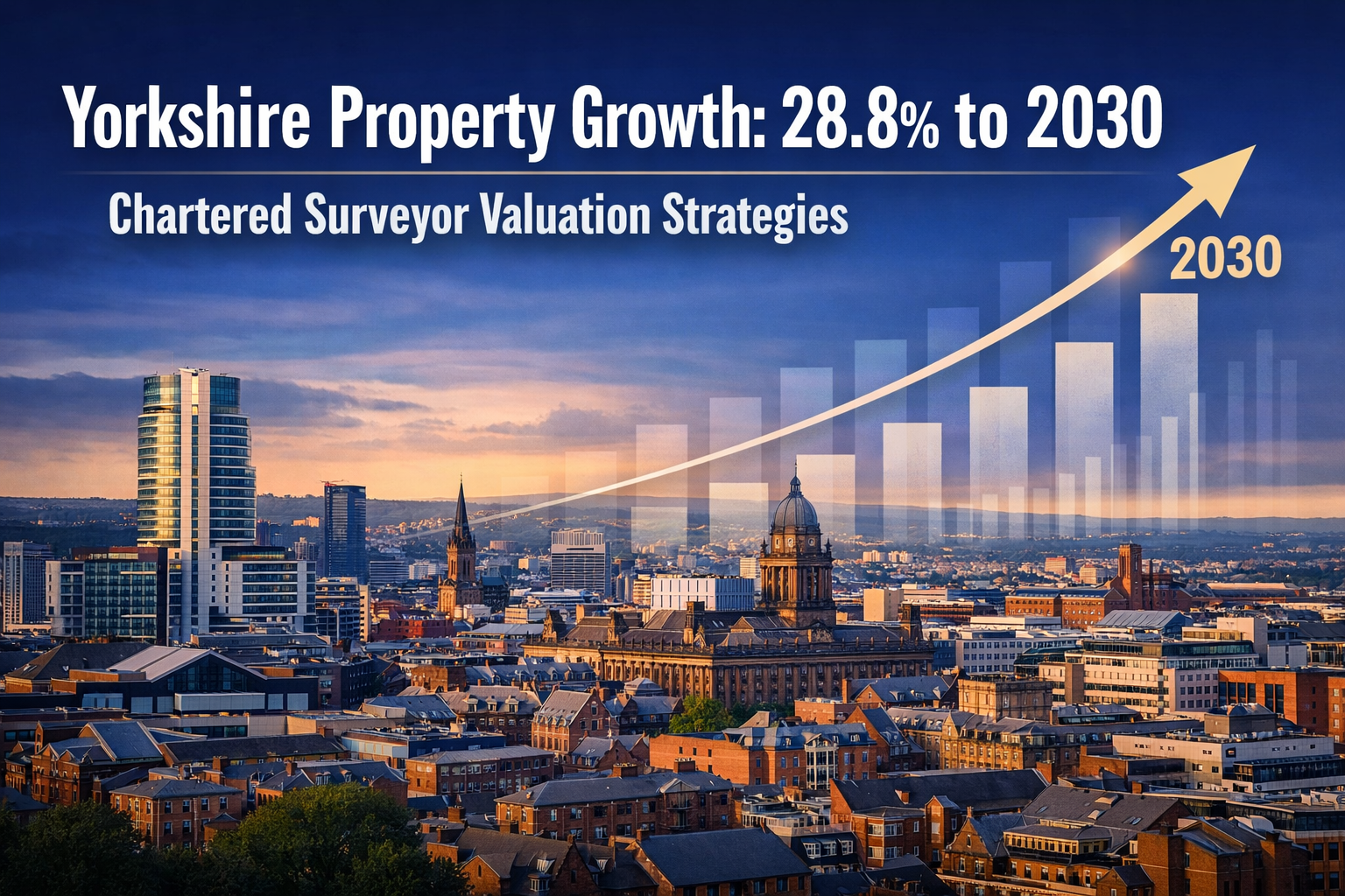 Professional () hero image featuring 'Yorkshire Property Growth: 28.8% to 2030 - Chartered Surveyor Valuation Strategies' in