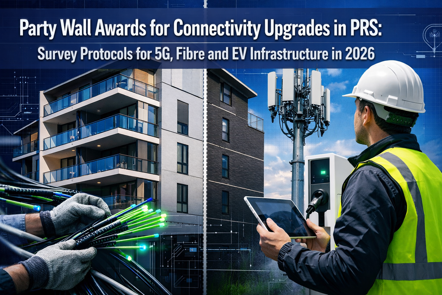 Professional () hero image featuring 'Party Wall Awards for Connectivity Upgrades in PRS: Survey Protocols for 5G, Fibre and
