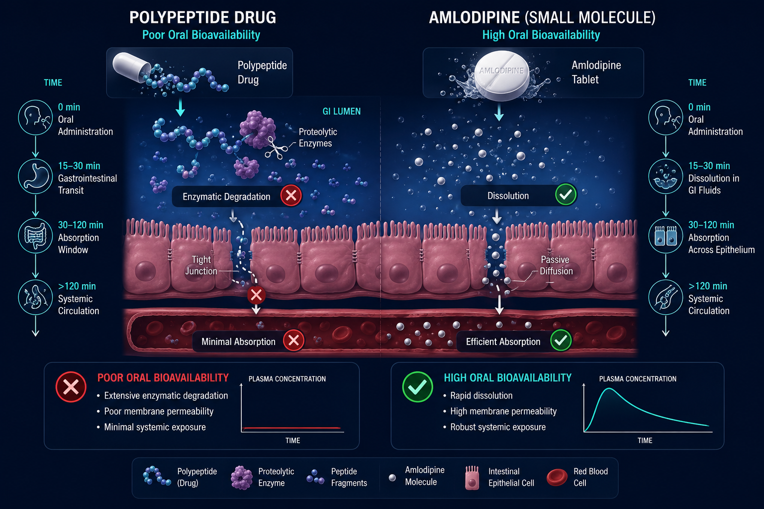 Polypeptide Peptides vs Small-Molecule Drugs: Receptor Targeting and Binding Mechanics