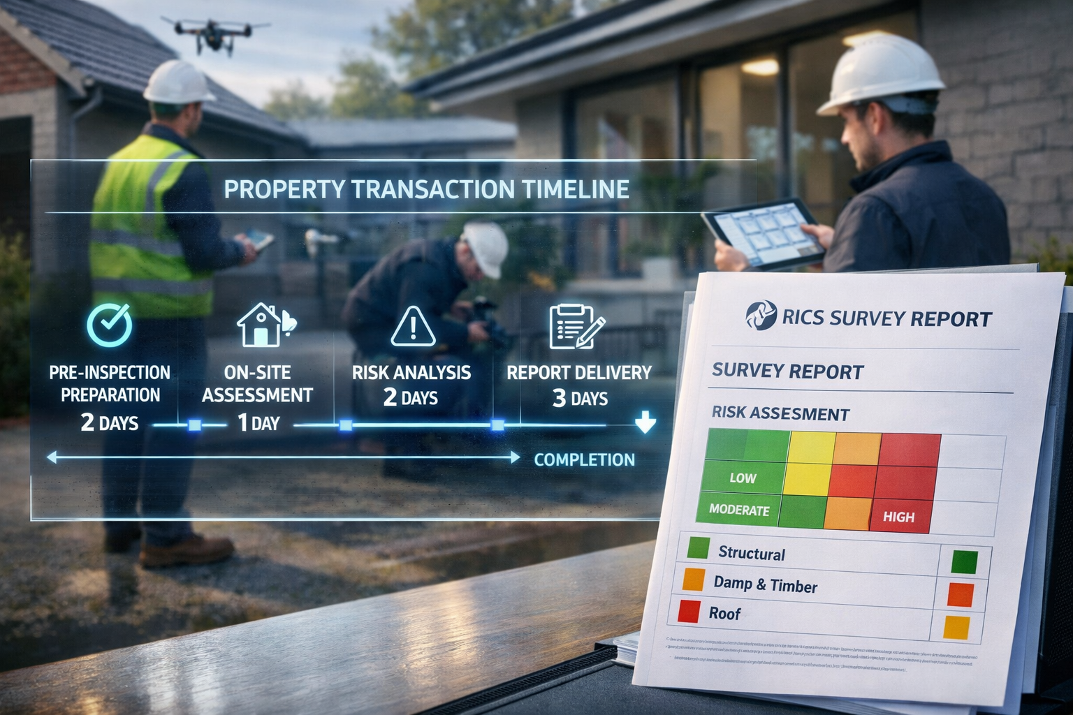 () dynamic scene showing modern property transaction timeline visualization as illuminated transparent board. Visual depicts