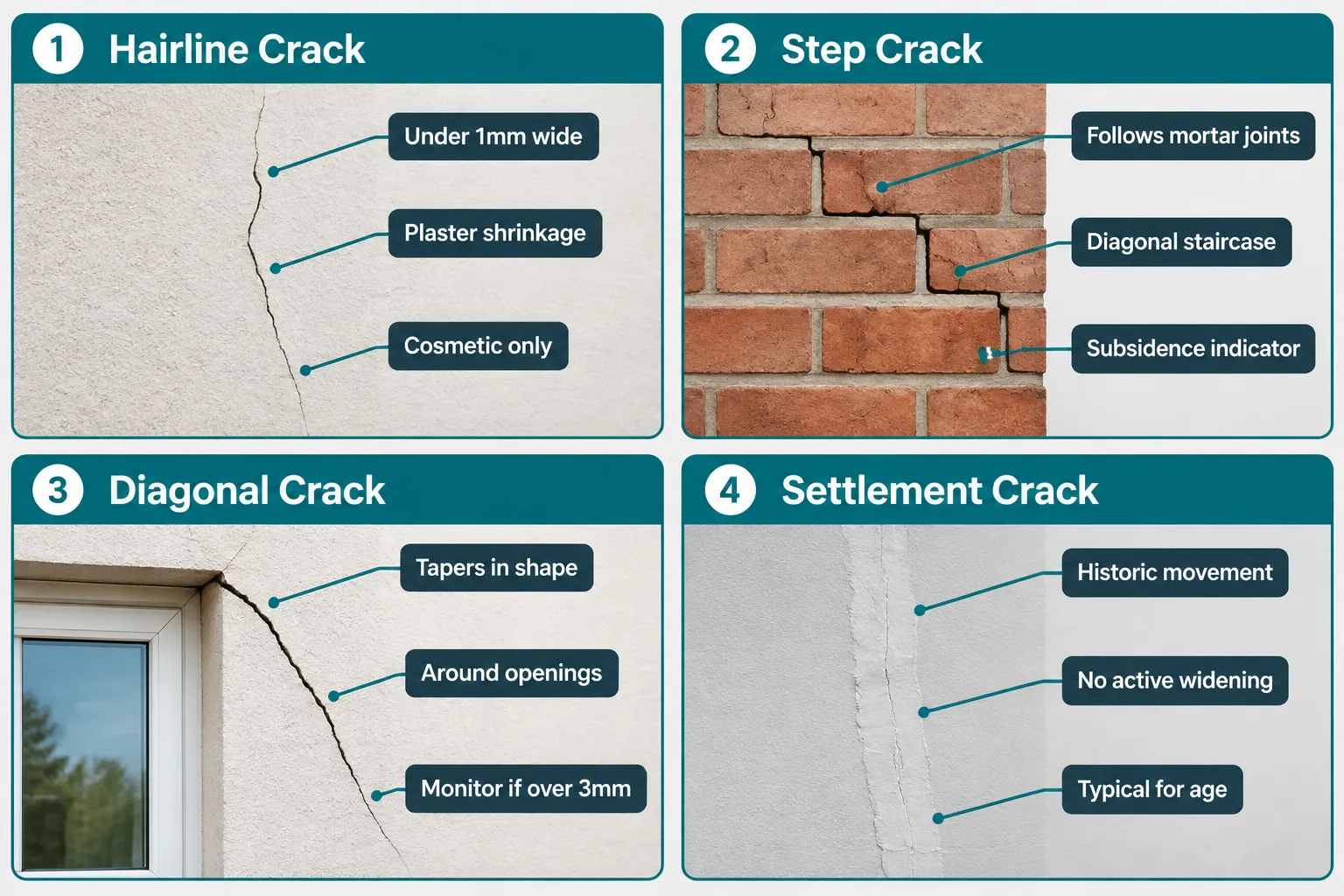 The Four Main Crack Types and What They Tell a Surveyor