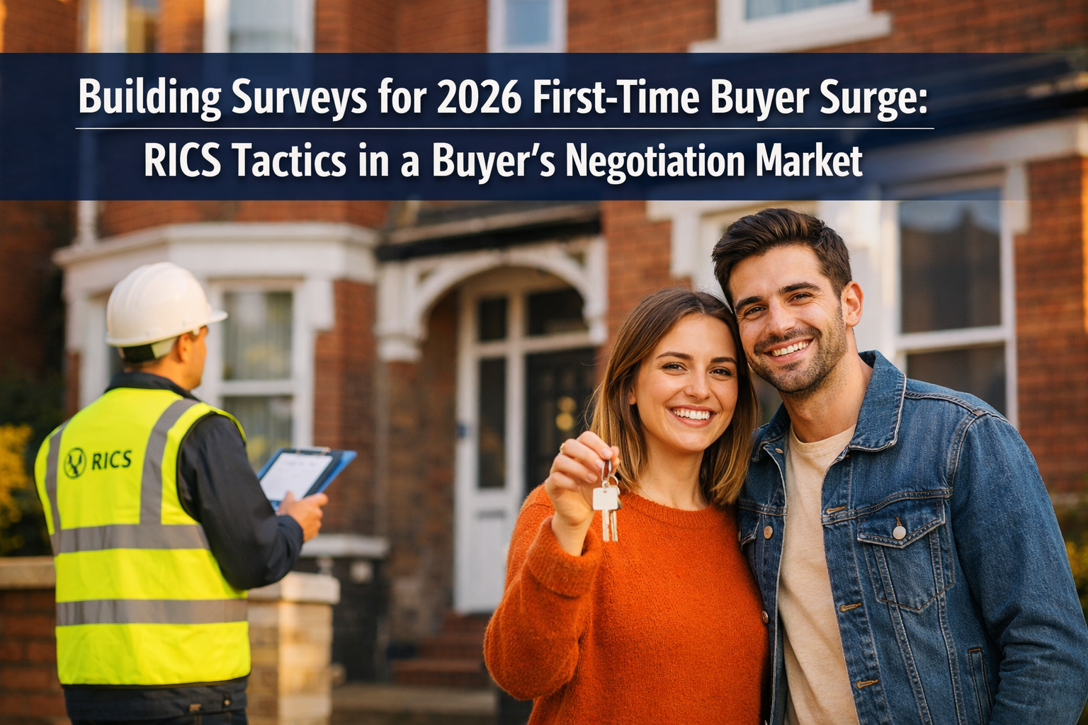 Professional () hero image featuring 'Building Surveys for 2026 First-Time Buyer Surge: RICS Tactics in a Buyer's