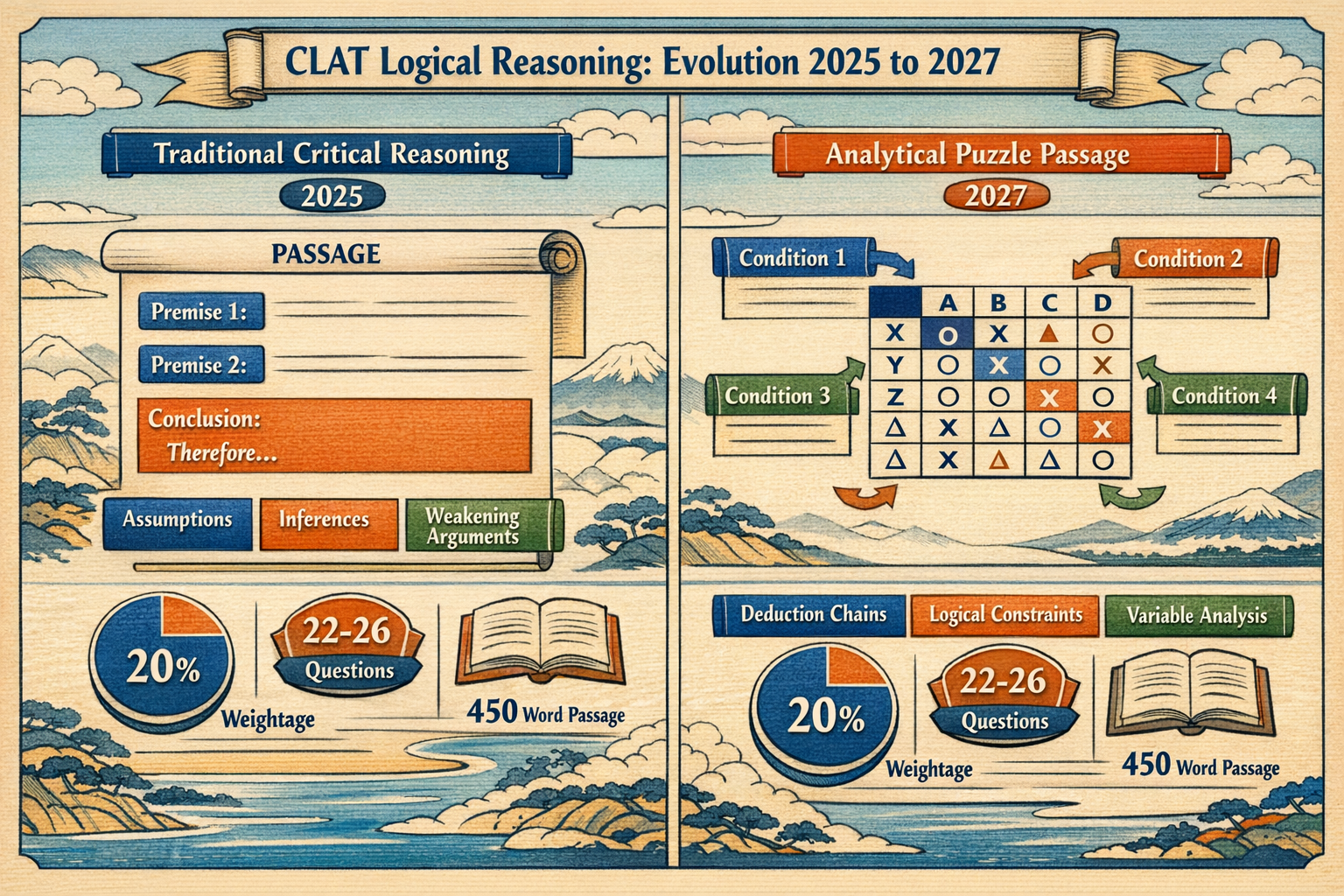 3D rendered, modern CGI, clean lighting, Traditional Japanese ukiyo-e woodblock print style, Landscape format (1536x1024) detailed infograph