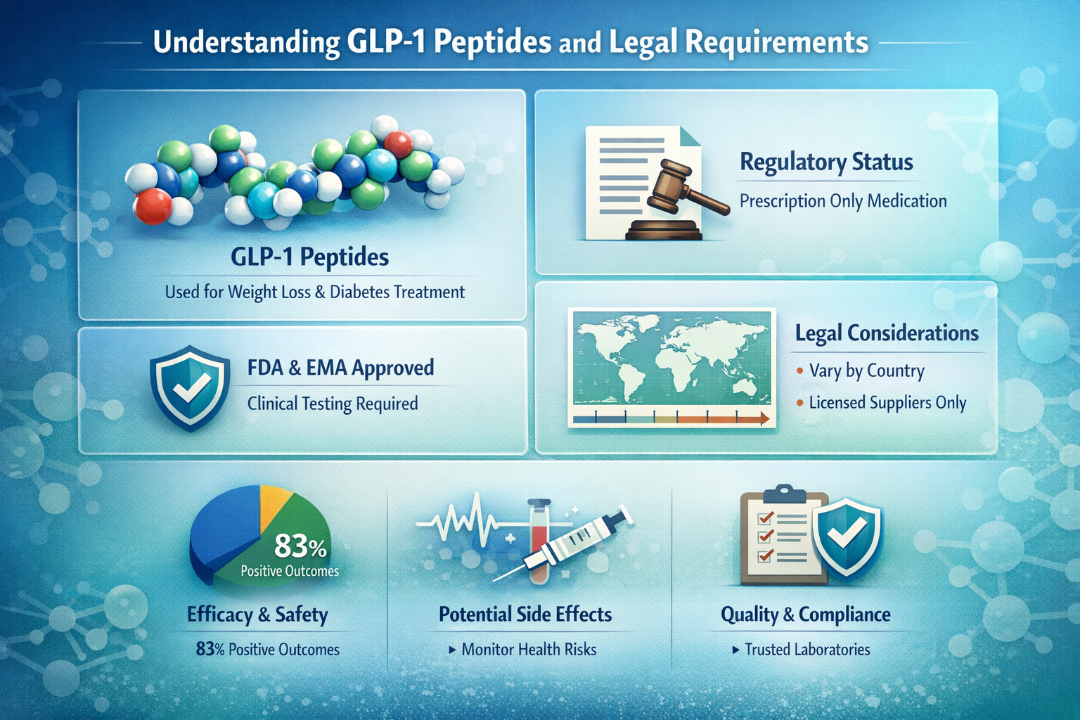Professional landscape infographic (1536x1024) for article "Where to Buy GLP-1 Peptide: Your Complete 2026 Guide to Safe and Legal Sources",