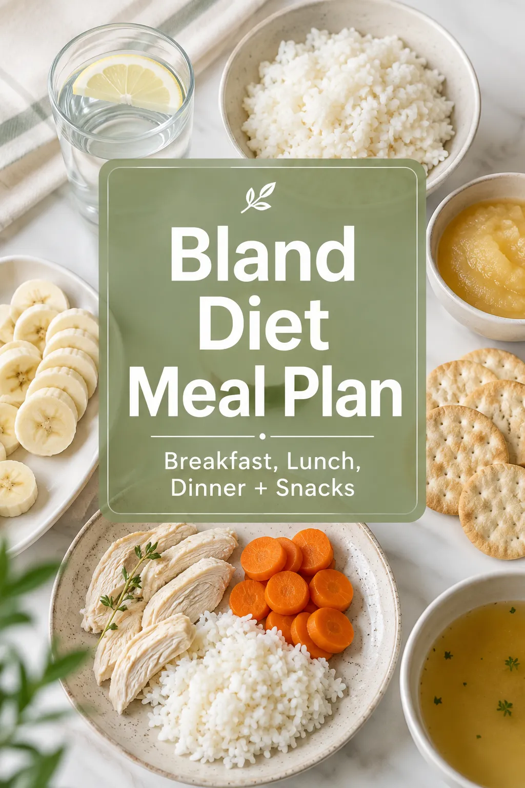 Bland Diet Meal Plan: Breakfast, Lunch, Dinner and Snacks