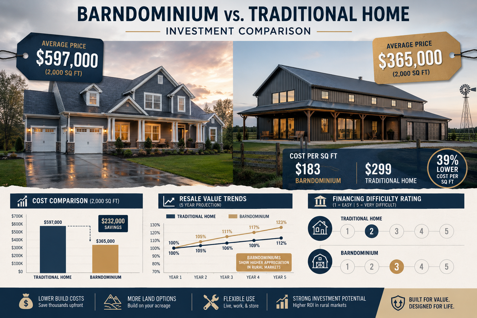 How Much Does It Cost to Build a Barndominium Compared to a Traditional Home?