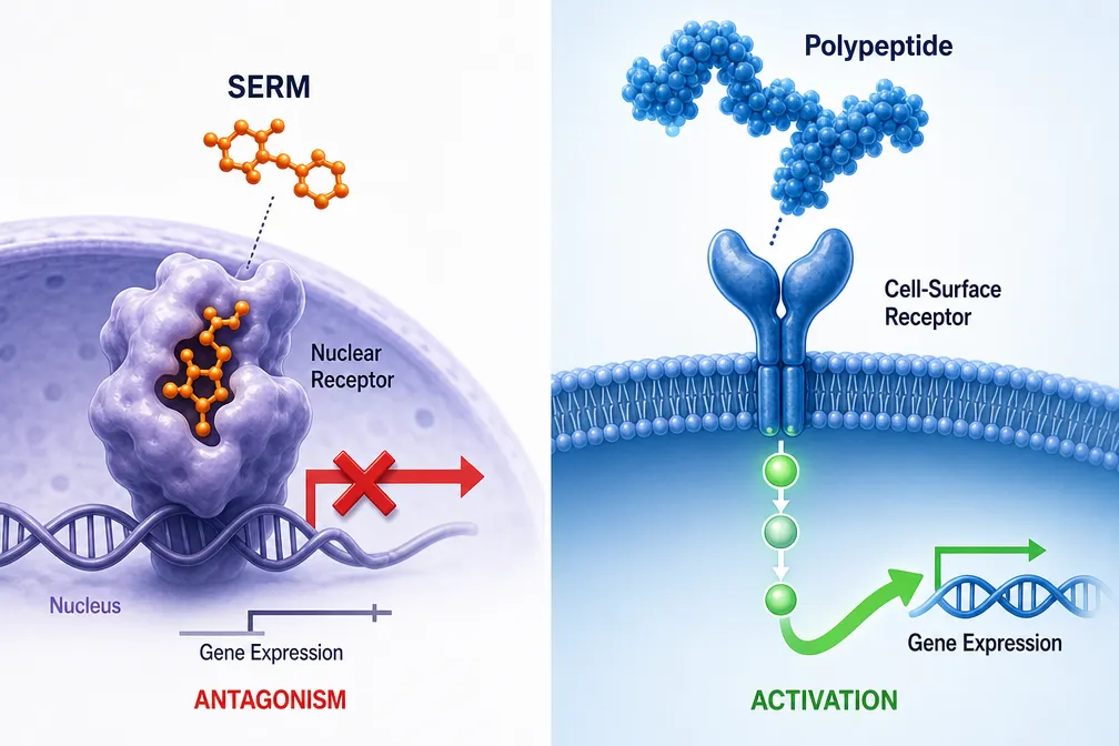 Selective Modulators vs. Classic Polypeptide Hormones: A Mechanistic Comparison