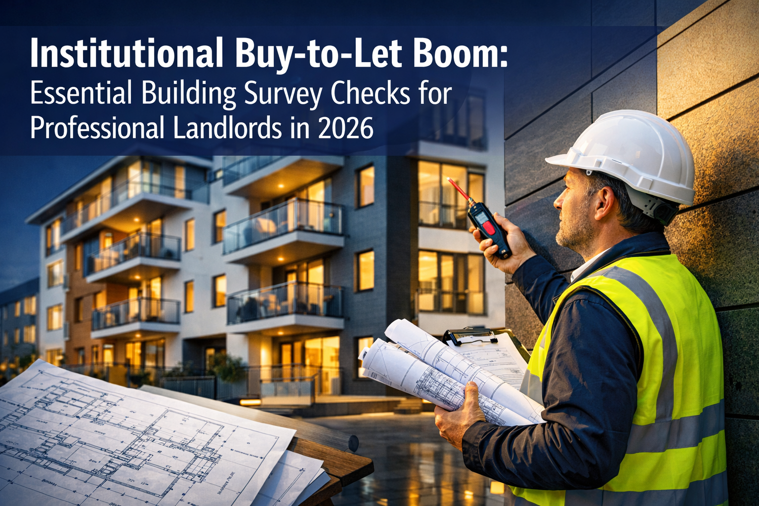 Professional () hero image featuring 'Institutional Buy-to-Let Boom: Essential Building Survey Checks for Professional