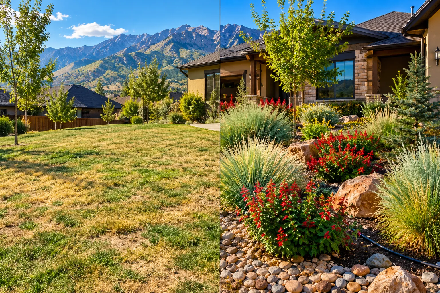 Editorial () cover image, no . A beautifully converted Utah front yard in bright afternoon sunlight: a before-and-after