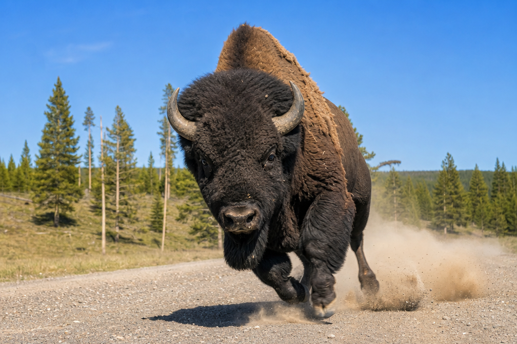 How often do bison attacks happen at national parks?