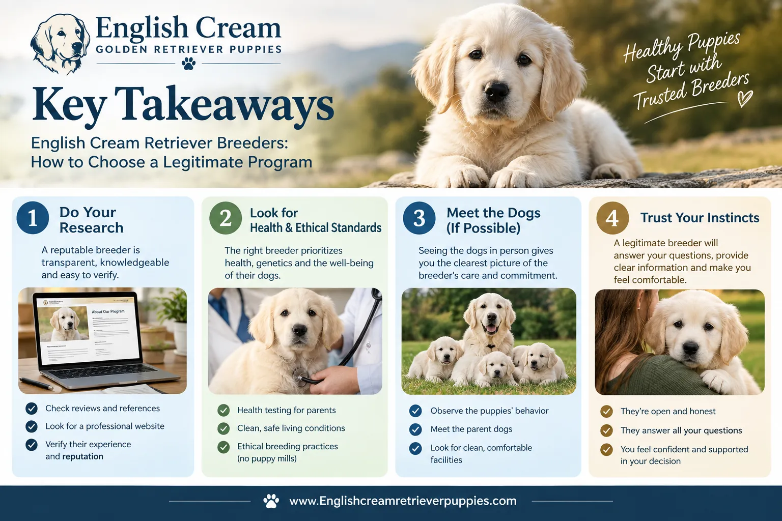 English Cream Retriever vs Golden Retriever vs American Golden Retriever